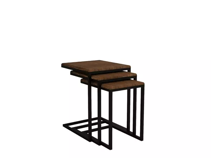 Nästbord Hanah Home Ege Valnöt Massiv Furu 34x46x42 38x51,3x43,5 44,5x56,8x45 cm - Bord - 8681875449648 - 1