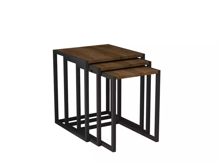 Nestingbord Hanah Home Tali Svart Valnöt Spånskiva 44x52x45 39x49x45 34x46x45 cm - Bord - 8684282354338 - 1