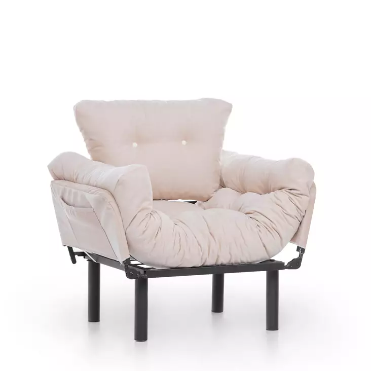 Öronlappsfåtölj Atelier del Sofa Nitta Cream Polyester 95x70x85 cm - Fåtöljer - 8681875833768 - 1