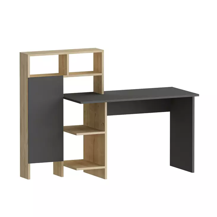 Skrivbord Hanah Home Bugra Antracit Ek Spånskiva 135,9x111,8x60 cm - Skrivbord - 8682870110298 - 1