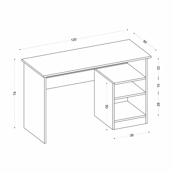 Skrivbord Hanah Home Bahar Vit Spånskiva 120x74x50 cm - Skrivbord - 8681181622698 - 1