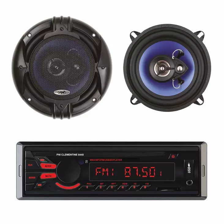Paket Radio MP3-bilspelare PNI Clementine 8440 4x45W USB SD AUX 12V med Set 2 koaxiala bilhögtalare PNI HiFi500, 100W, 12,7 cm - Bilradioapparater - 5949066519918 - 1