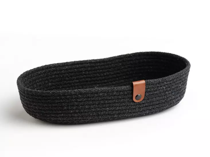 Brödkorg Aberto Design JUT01002108D Svart Bomull Juterep 12x22x5 cm - Serveringsfat - 8683742916338 - 1