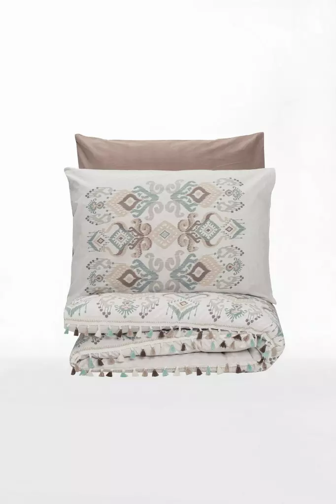 Ranforce påslakanset för dubbelsäng, vit/brun, 200 x 220 cm, mjukt, andningsbart - Lakan och örngott - 8683742574538 - 1