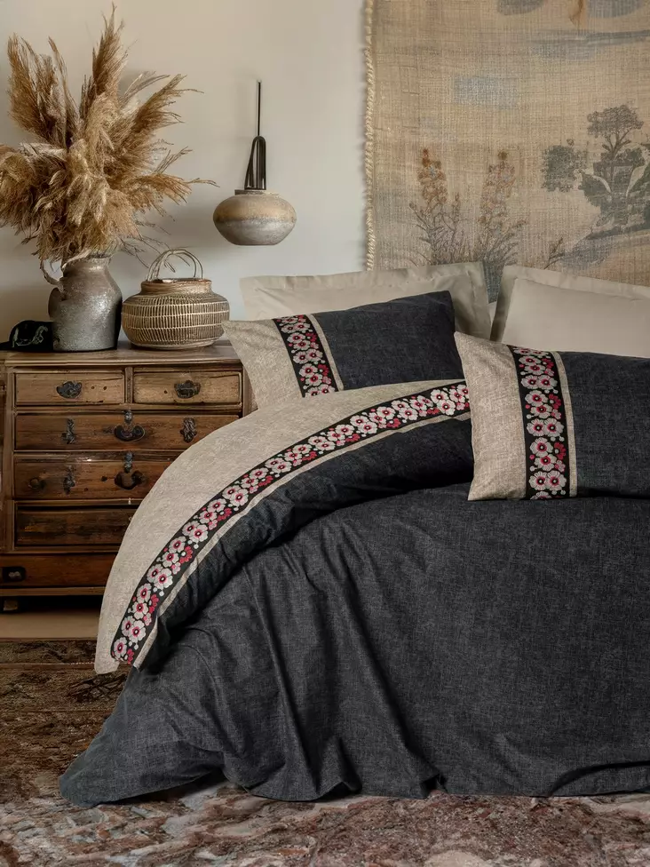 Påslakanset Dubbel L'essentiel Yamka Beige Bomull 200x220 cm 240x260 cm 50x70 cm - Lakan och örngott - 8684283402618 - 1