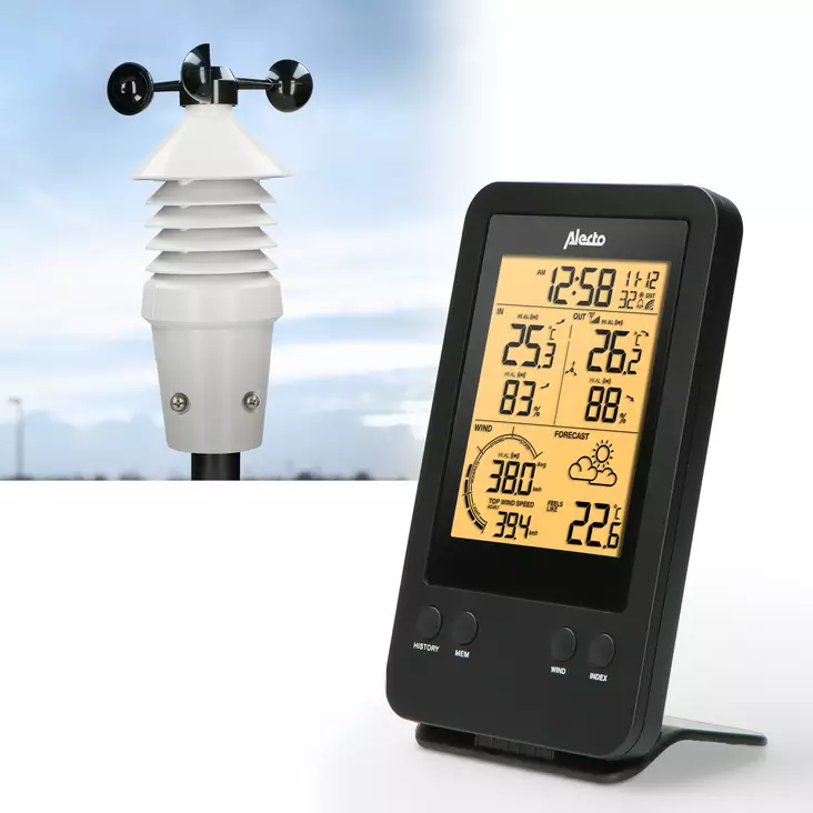 Professionell väderstation med trådlös sensor Svart - Termometrar och väderstationer - 8712412583638 - 1