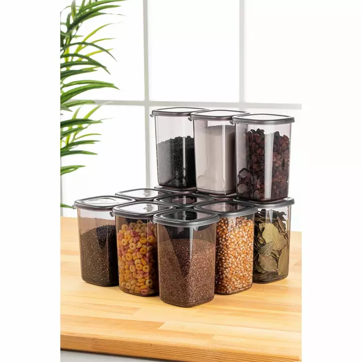 Set med förvaringslådor (12 delar), antracit, 10 x 10 x 16,5 cm, hållbara, rymliga, stilrena - Plastlådor och förvaringslådor - 8683742868958 - 1