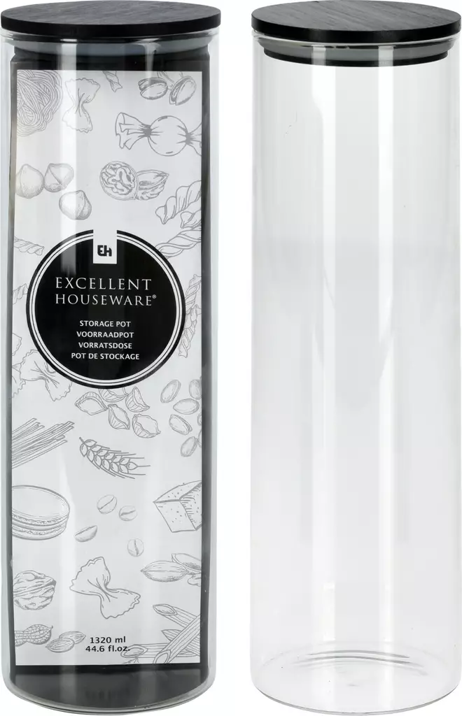 Förvaringsburkar 1320ml, borosilikatglas och bambulock - Hushållsprodukter - 8719987907838 - 1