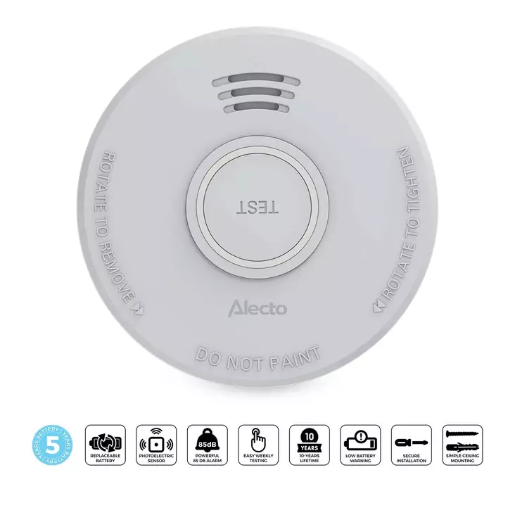 Rökdetektor med 5 års batteri Vit - Brandvarnare och kolmonoxidvarnare - 8711902089438 - 1