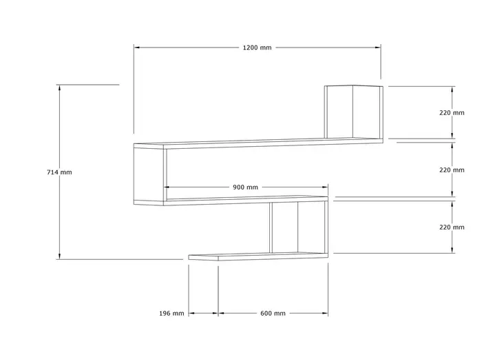 Vägghylla Hanah Home Penne Vit Spånskiva 120x71x20 cm - Vägghyllor - 8683743420308 - 1