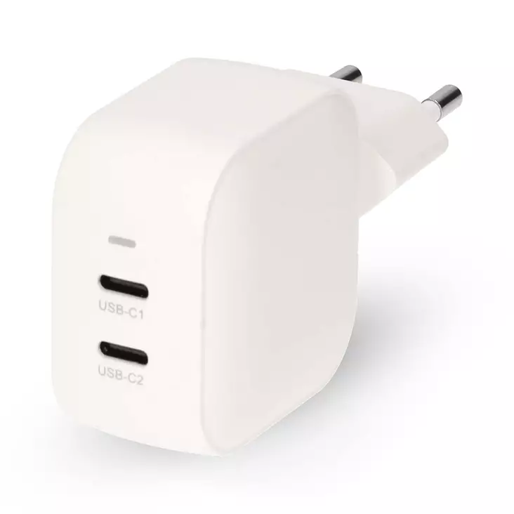 Väggladdare | 35 W | GaN | PD3.0 | Snabbladdnings funktion | 1.75 / 2.33 / 2.92 / 3.0 A | Antal utgångar: 2 | 2x USB-C | Automatiskt val av Spänning | Vit - Nätladdare - 5412810470198 - 1