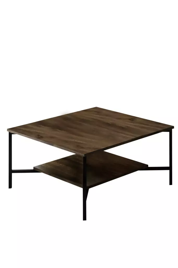 Soffbord Hanah Home Black Line Valnöt Svart Spånskiva 80x80x40 cm - Soffbord - 8683742126218 - 1