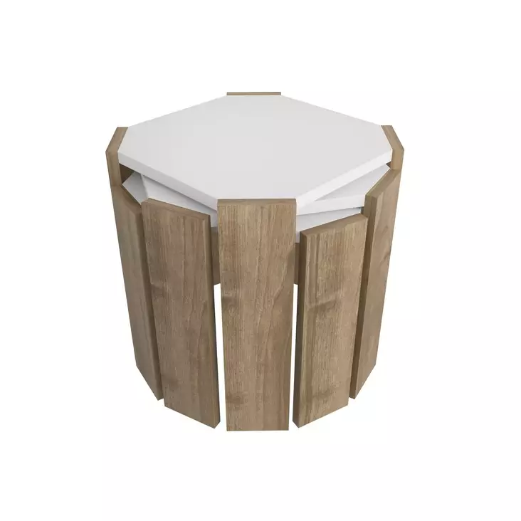 Soffbord Hanah Home Lori Vit Valnöt Spånskiva 44,5x41x44,5 cm - Soffbord - 8683743960118 - 1