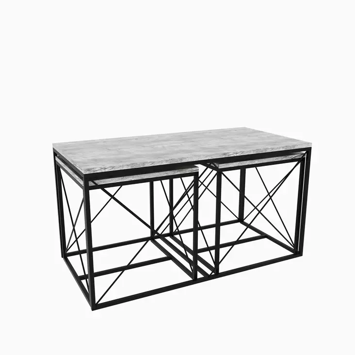 Soffbord Hanah Home Defne Ljusgrå Spånskiva 100x52x50 cm 45x52x45 cm - Soffbord - 8683742690078 - 1