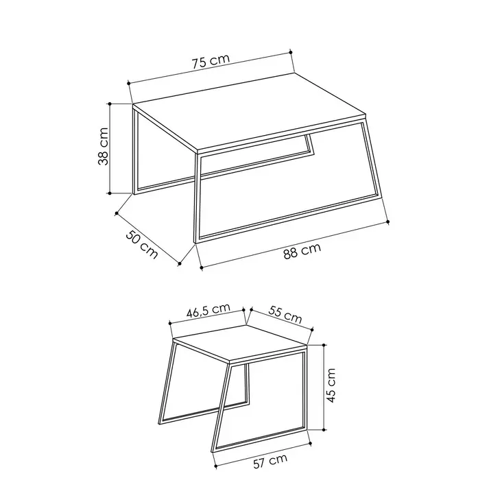 Soffbord Hanah Home Pal Orta Vit Spånskiva Metall 88x38x50 cm 57x45x55 cm - Soffbord - 8681875478198 - 1