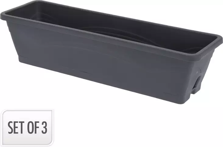Blomlåda plast 50 cm antracit 3-pack - Hushållsprodukter - 3086960279158 - 1