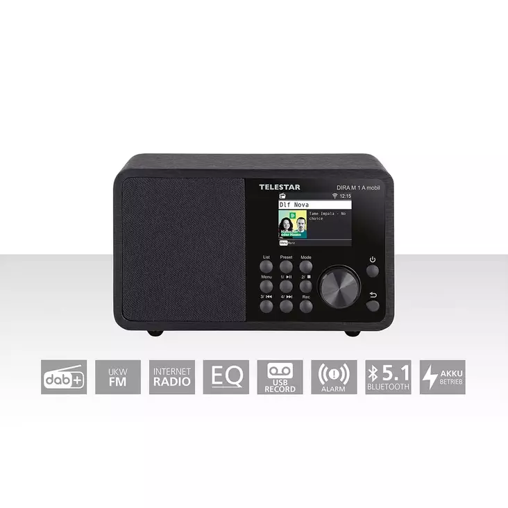 DIRA M 1 A Mobile EWF Batteridriven Mono Multifunktionsradio DAB+ / FM / Internet / Bluetooth Svart - Radioapparater - 4024035011028 - 10