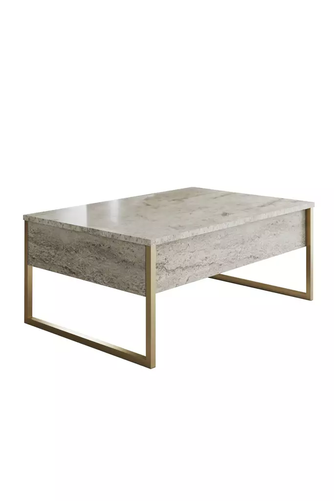 Soffbord Hanah Home Luxe Travertine Guld Spånskiva 90x60x40 cm - Soffbord - 8684282970378 - 1