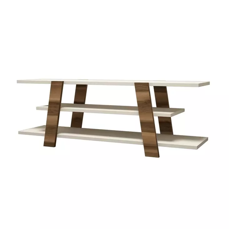 TV-bänk Hanah Home Flower Valnöt Cream Spånskiva 120x42x33,6 cm - TV-bänkar - 8681875184648 - 1