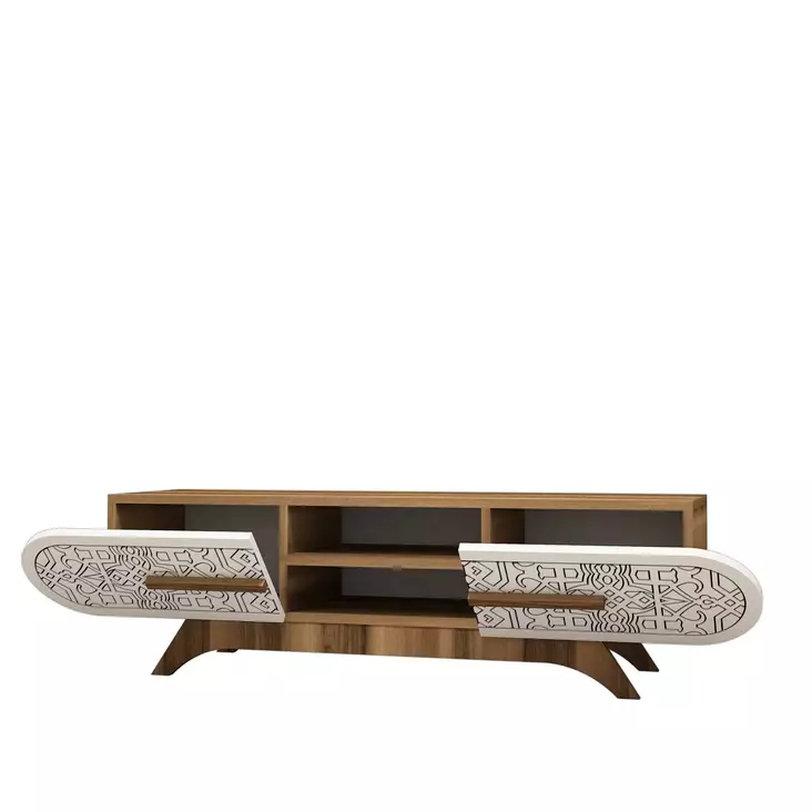 TV-bänk Hanah Home Defne Valnöt Vit Spånskiva 145x37x37 cm - TV-bänkar - 8684282190998 - 1