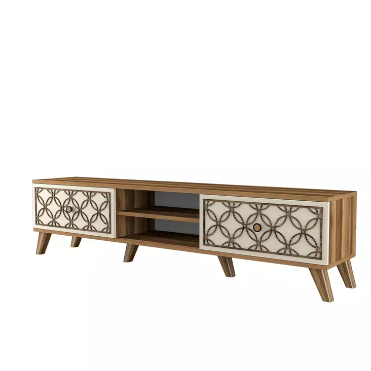 TV-bänk Hanah Home Walnut Cream Valnöt Spånskiva 180x44x35 cm - TV-bänkar - 8681875184358 - 1