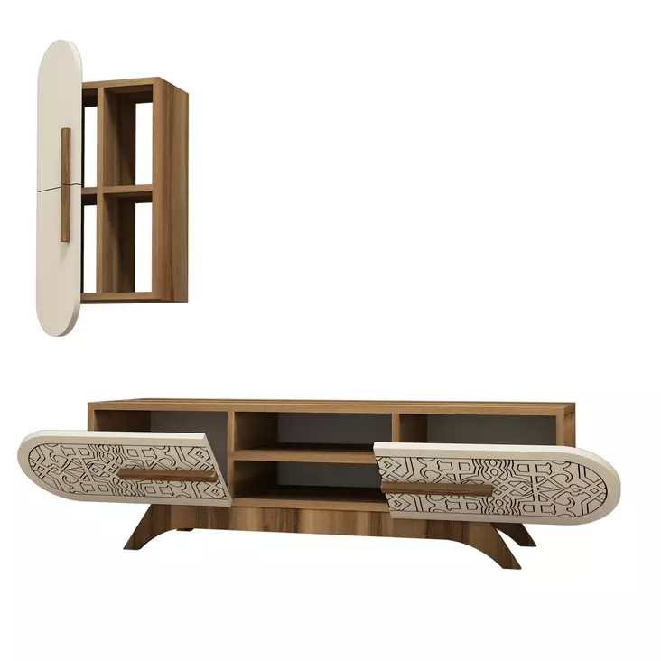 TV-bänk Hanah Home Defne Valnöt Spånskiva 145x37x35 cm - TV-bänkar - 8681875184488 - 1