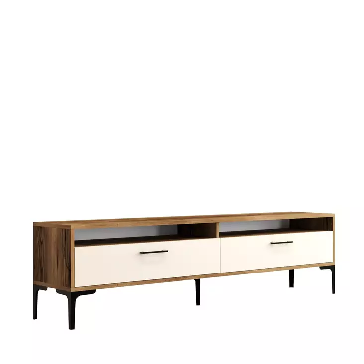 TV-bänk Hanah Home Istanbul 2 Valnöt Cream Spånskiva 180x35x47 cm - TV-bänkar - 8684282191148 - 1