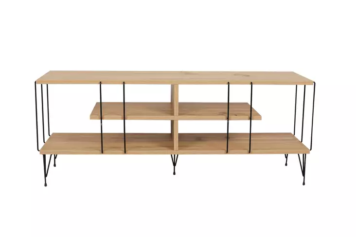 TV-bänk, ek, 120 cm bred, hållbar, gott om förvaringsutrymme - TV-bänkar - 8683342427388 - 1