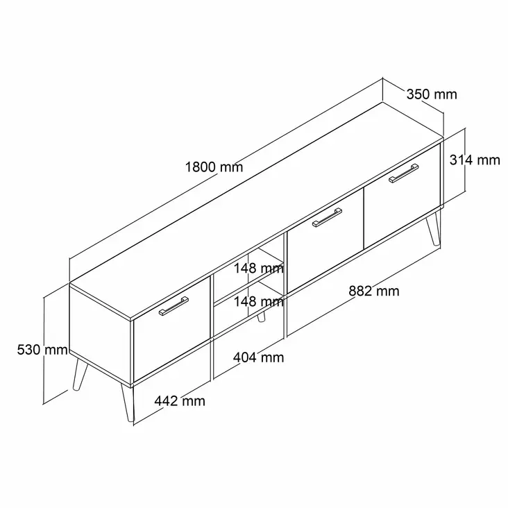 TV-bänk Hanah Home Exxen Ek Spånskiva 180x53x35 cm - TV-bänkar - 8683743796878 - 1
