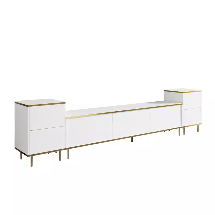 TV-bänk Hanah Home Imaj Vit Guld Spånskiva 180x45,2x35 cm 40x60x35 cm - TV-bänkar - 8684282548478 - 1