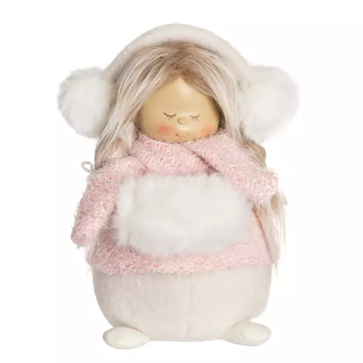 Tyttö ja muhvi 21,5cm koriste - Juldekorationer och textilier - 6410416376998 - 1