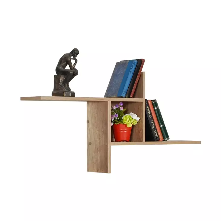 Vägghylla Hanah Home Raf 04 Tt 1 Ljus Valnöt Spånskiva 100x50x18 cm - Vägghyllor - 8684282333418 - 1