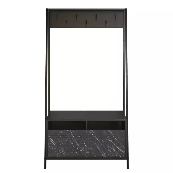 Hallmöbel Hanah Home Devin Svart Spånskiva Marmormönster 94x180x35,3 cm - Hallskåp - 8682870664418 - 1