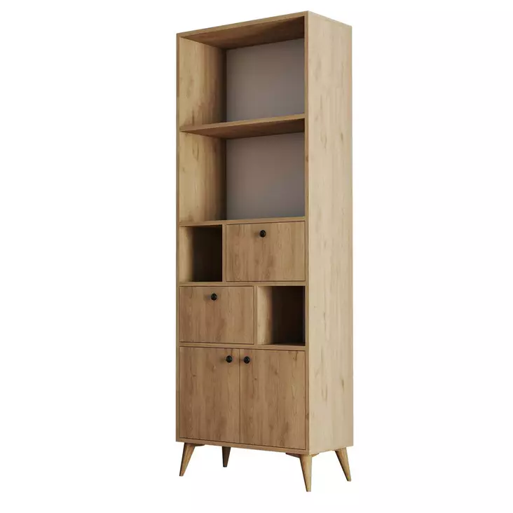 Bokhylla Hanah Home Ninova 1956 Ek Spånskiva 69x195x35 cm - Bokhyllor - 8683742470618 - 1