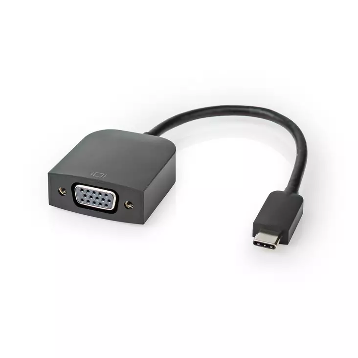 USB-C Adapter | USB 3.2 Gen 1 | USB-C Hane | VGA hona 15p | 1920x1200 | 5 Gbps | 0.20 m | Rund | Nickelplaterad | PVC | Svart | Plastpåse - Dator och nätverk - 5412810331178 - 1