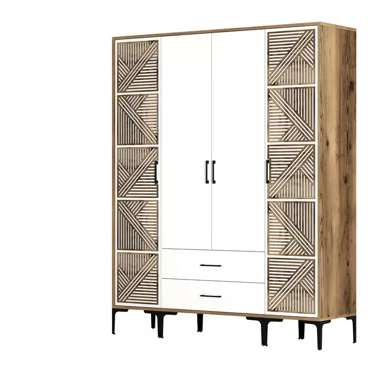Garderob Hanah Home Kumsal PTP Valnöt Vit Spånskiva 160x47,5x201,4 cm - Garderober - 8684282089438 - 1