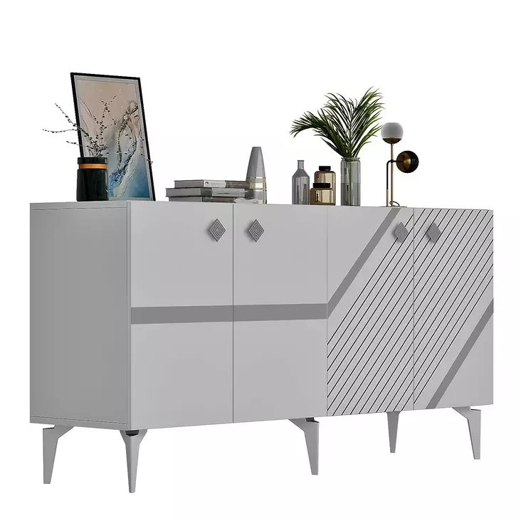 Konsolbord Hanah Home Iris Vit Silver Spånskiva 150x40x79 cm - Byråer och skåp - 8684282612728 - 1