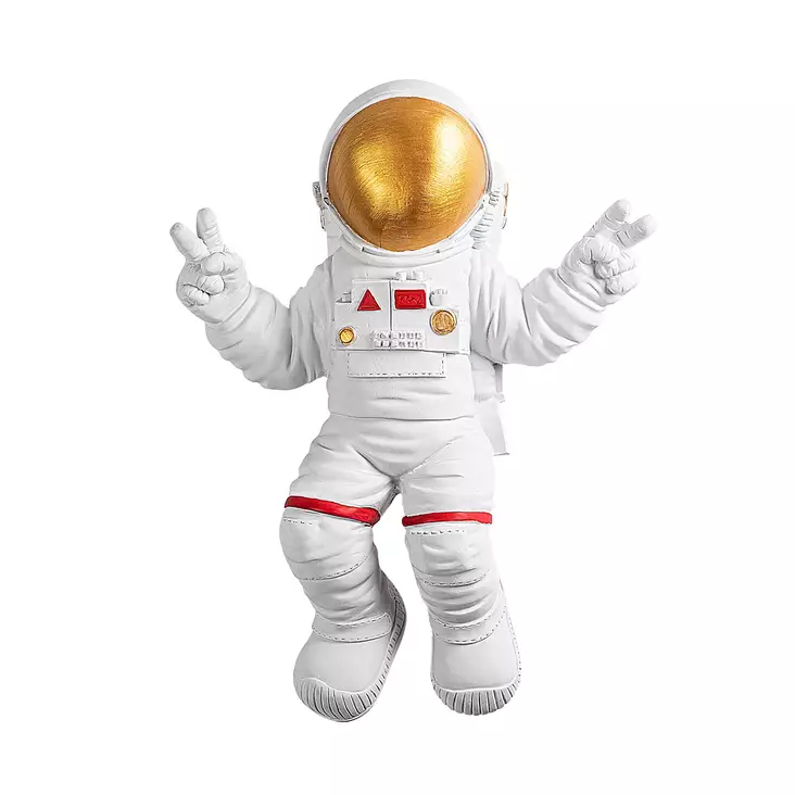 Väggdekor Polyester Wallity Peace Sign Astronaut Vit Guld Polyester 35x47x10 cm - Dekorationer, prydnadsföremål - 8683743851768 - 1