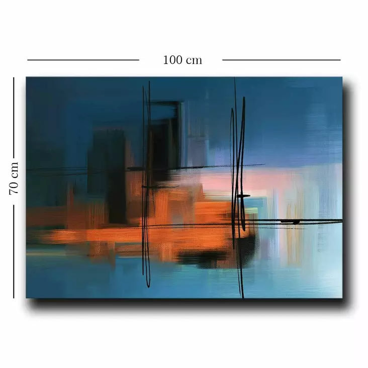 Canvastavla Wallity Blå Orange Rosa Svart Canvas Trä 70x100 cm - Tavlor och ramar - 8683743825998 - 1