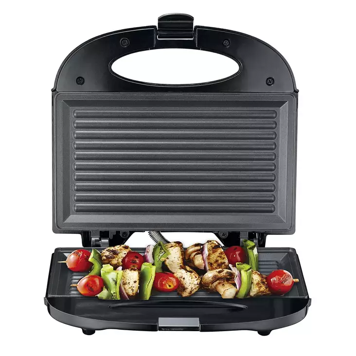 Sandwichmaskin | 750 W | Grillplattor | Automatisk temperaturkontroll | Non-stick-beläggning | Svart - Smörgåsgrillar och brödrostar - 5707160021528 - 1