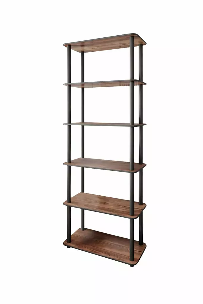 Bokhylla Hanah Home Bookcase 6 Rect Valnöt MDF 60x173x30 cm - Bokhyllor - 8684283348718 - 1