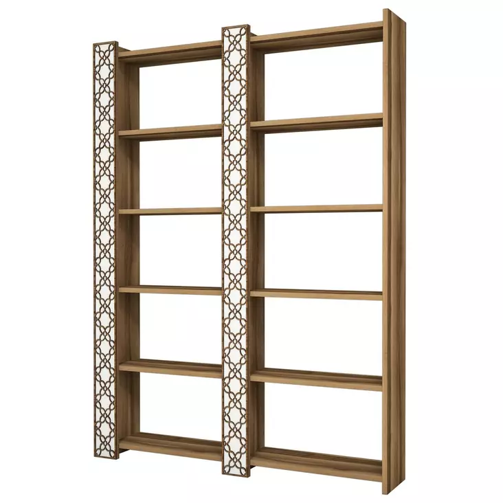 Bokhylla Hanah Home City 2 Valnöt Vit Spånskiva 124,6x170x24,2 cm - Bokhyllor - 8681875183498 - 1