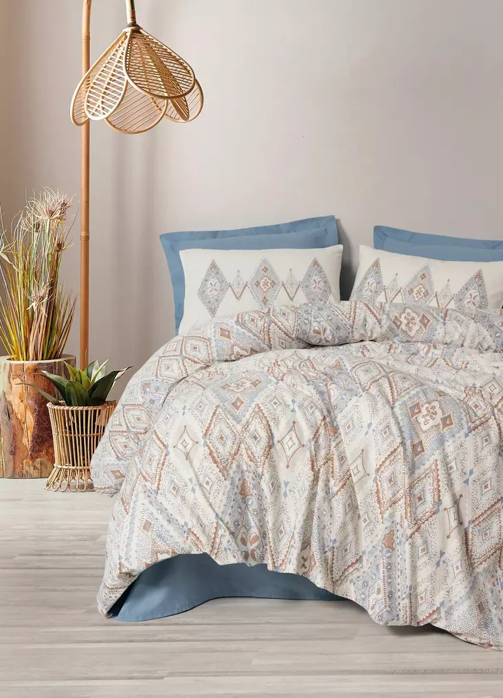 Påslakanset Enkel L'essentiel Zanora Indigo Bomull 160x220 cm 180x240 cm 50x70 cm - Lakan och örngott - 8684283716098 - 1