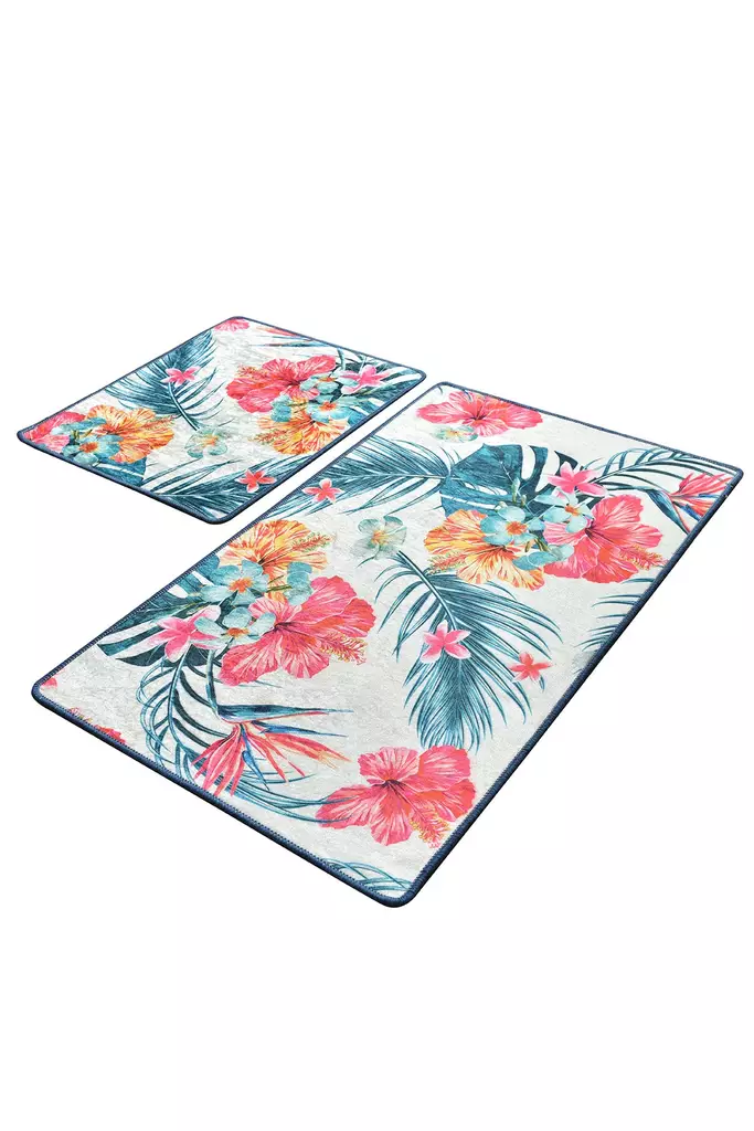 Badrumsmatta Set Mijölnir Flerfärgad 100% Polyester Antibakteriell Halkfri 50x60 cm & 60x100 cm - Badrumsmattor och våtrumsmattor - 8681875588668 - 1