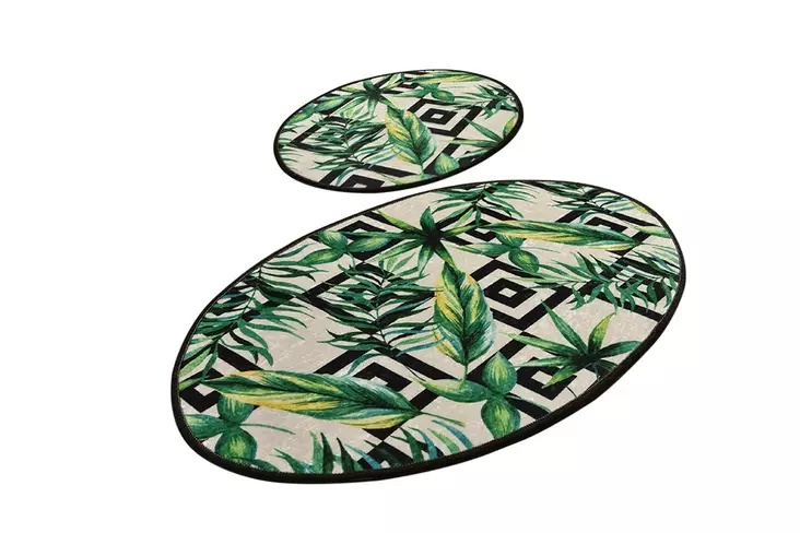 Badrumsmatta Set Mijölnir Flerfärgad 100% Polyester Antibakteriell Halkfri 50x60 cm & 60x100 cm - Badrumsmattor och våtrumsmattor - 8681875666298 - 1