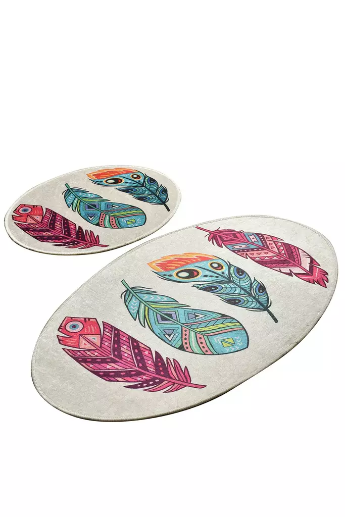 Badrumsmatta Set Mijölnir Flerfärgad 100% Polyester Antibakteriell Halkfri 50x60 cm & 60x100 cm - Badrumsmattor och våtrumsmattor - 8681875897388 - 1