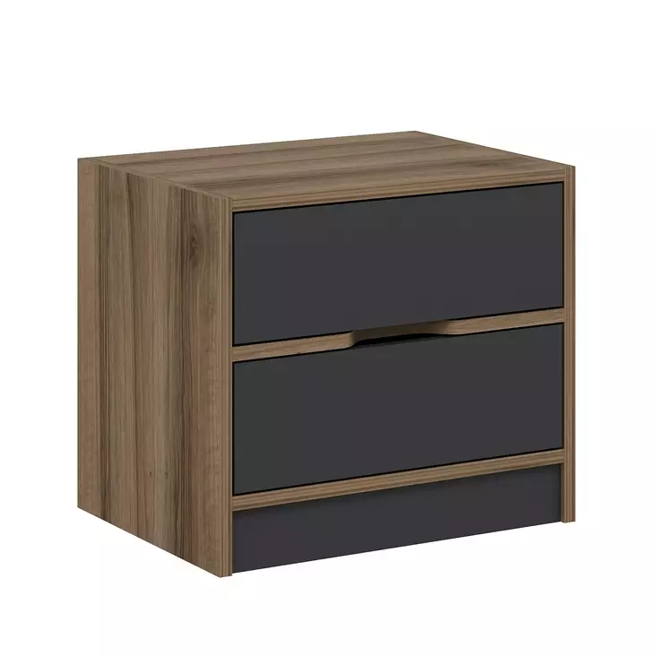 Sängbord Hanah Home Elina Valnöt Antracit Spånskiva 54x47x40 cm - Nattduksbord - 8683742567288 - 1