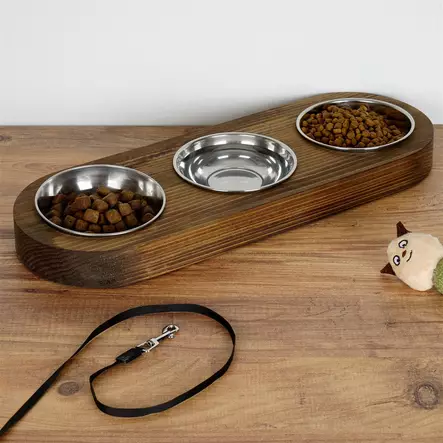 Matskål Hanah Home Pet016 Valnöt Granträ 17x3x48 cm - Mat- och dryckeskärl - 8682870777149 - 2