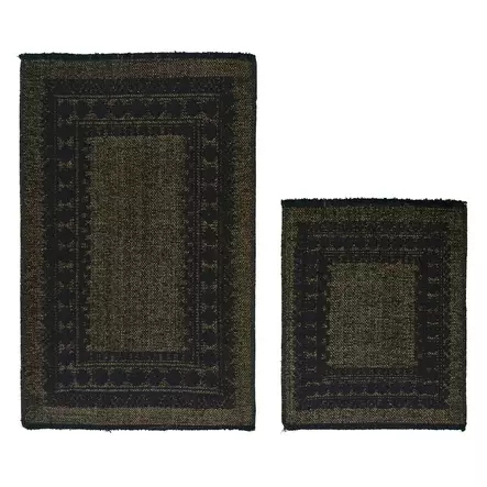 Badrumsmatta Set Mijölnir Grön Svart 100% Bomull Halkfri Maskintvättbar 50x60 cm & 60x100 cm - Badrumsmattor och våtrumsmattor - 8684282223849 - 1