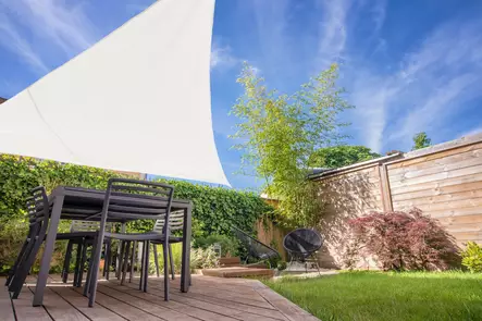 Aurinkopurje kolmio 5x5x5 m - Parasoller och markiser - 6410416119229 - 2